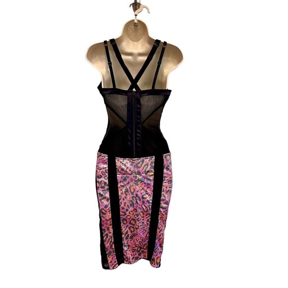 Mark Wong Nark $2000 NWT Dress Bodycon Lingerie Inspired Pink Sparkle Leopard S - Picture 6 of 11